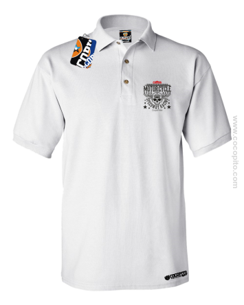 Motorcycle Crown Skull Speedway - Koszulka męska Polo biała 
