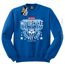 Motorcycle Crown Skull Speedway - Bluza męska standard bez kaptura niebieska 