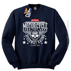 Motorcycle Crown Skull Speedway - Bluza męska standard bez kaptura granat