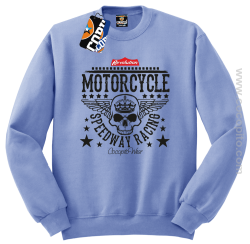 Motorcycle Crown Skull Speedway - Bluza męska standard bez kaptura błękit 