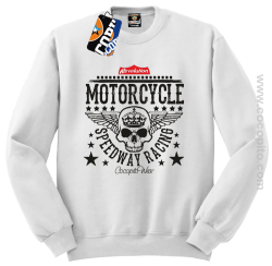 Motorcycle Crown Skull Speedway - Bluza męska standard bez kaptura biała 