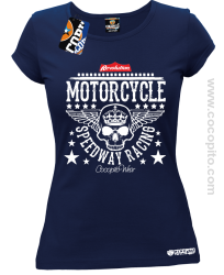 Motorcycle Crown Skull Speedway - Koszulka damska granat