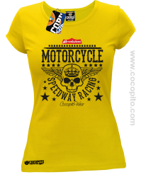 Motorcycle Crown Skull Speedway - Koszulka damska żółta 