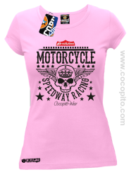 Motorcycle Crown Skull Speedway - Koszulka damska jasny roż 