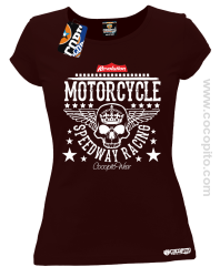 Motorcycle Crown Skull Speedway - Koszulka damska brąz 