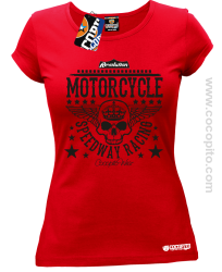 Motorcycle Crown Skull Speedway - Koszulka damska czerwona 