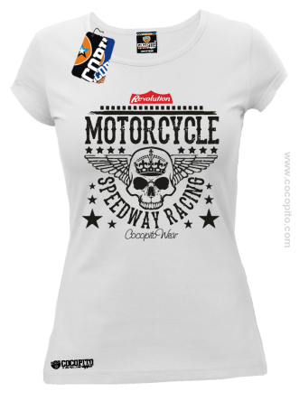 Motorcycle Crown Skull Speedway - Koszulka damska biała 