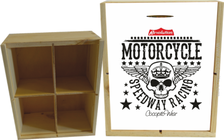 Motorcycle Crown Skull Speedway - Skrzynka drewniana