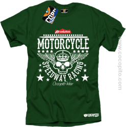 Motorcycle Crown Skull Speedway - Koszulka męska zielona 