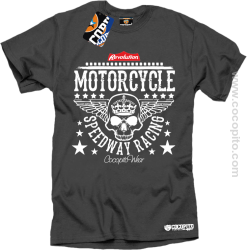 Motorcycle Crown Skull Speedway - Koszulka męska szara 