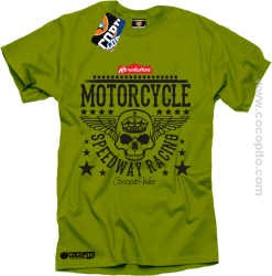 Motorcycle Crown Skull Speedway - Koszulka męska kiwi