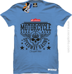 Motorcycle Crown Skull Speedway - Koszulka męska błękit 