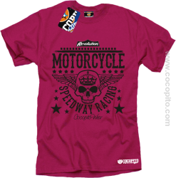 Motorcycle Crown Skull Speedway - Koszulka męska fuchsia