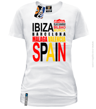 SPAIN Words Flag - Koszulka damska z nadrukiem