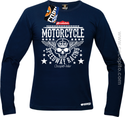 Motorcycle Crown Skull Speedway - Longsleeve męski granat