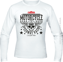 Motorcycle Crown Skull Speedway - Longsleeve męski biały