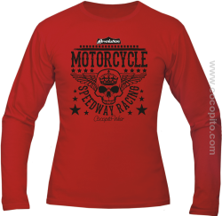 Motorcycle Crown Skull Speedway - Longsleeve męski czerwony 