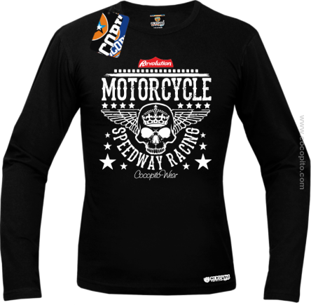Motorcycle Crown Skull Speedway - Longsleeve męski czarny 