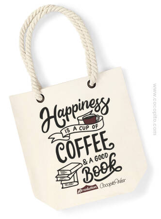 Happiness is a cup of coffee and a good book - Torba plażowa Premium Wymiary: 24 x 40 x 13 cm 