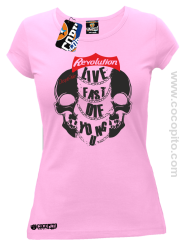 Live Fast Die Young Two Skulls - Koszulka damska jasny róż 