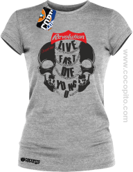 Live Fast Die Young Two Skulls - Koszulka damska melanż 