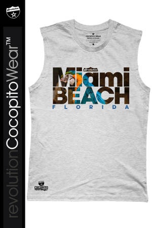 Miami Beach Parrot Font - koszulka męska bezrękawnik tank top