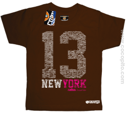 New York NY Number 13 Street - koszulka dziecięca brązowa
