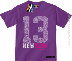 New York NY Number 13 Street - koszulka dziecięca fioletowa