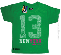 New York NY Number 13 Street - koszulka dziecięca zielona