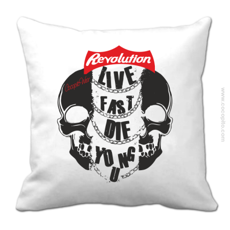 Live Fast Die Young Two Skulls - Poduszka 