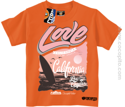 Love California Los Angeles City of Angels koszulka dziecięca pomarańczowa
