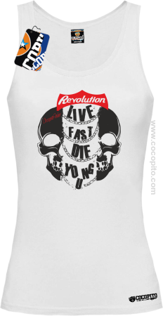 Live Fast Die Young Two Skulls - Top damski 