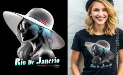 The Face of Rio de Janerio Brazil Cocopito Collection Female Faces of the World in Hats - koszulka damska 2