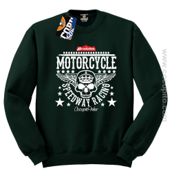 Motorcycle Crown Skull Speedway - Bluza męska standard bez kaptura butelkowa 