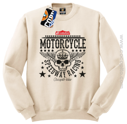 Motorcycle Crown Skull Speedway - Bluza męska standard bez kaptura beżowa 