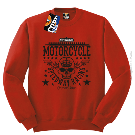 Motorcycle Crown Skull Speedway - Bluza męska standard bez kaptura czerwona 