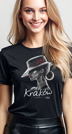 The Face of Kraków Poland Cocopito Collection Female Faces of the World in Hats - koszulka damska