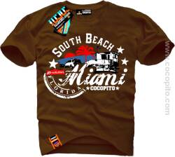 Miami South Beach Florida COCOPITO Wear - Koszulki Męskie BROWN TSHIRT